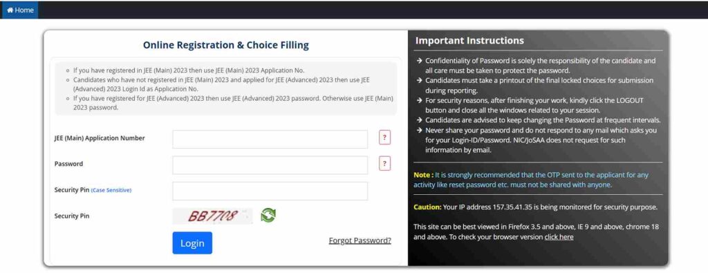 JoSAA Registration Process