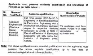 Educational Criteria for PSPCL AE Recruitment 2024