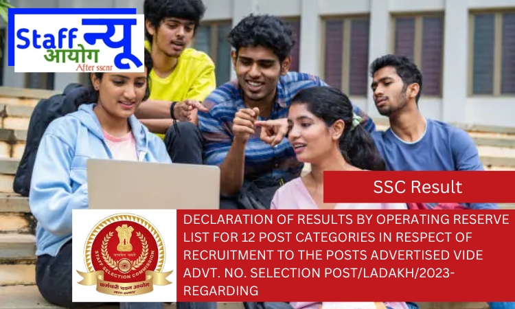 
                                                        DECLARATION OF RESULTS BY OPERATING RESERVE LIST FOR 12 POST CATEGORIES IN RESPECT OF RECRUITMENT TO THE POSTS ADVERTISED VIDE ADVT. NO. SELECTION POST/LADAKH/2023- REGARDING