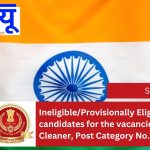 Ineligible/Provisionally Eligible list of candidates for the vacancies of Cleaner, Post Category No. MP10924