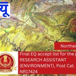 Final EQ accept list for the post of RESEARCH ASSISTANT (ENVIRONMENT), Post Cat. No. NR17424