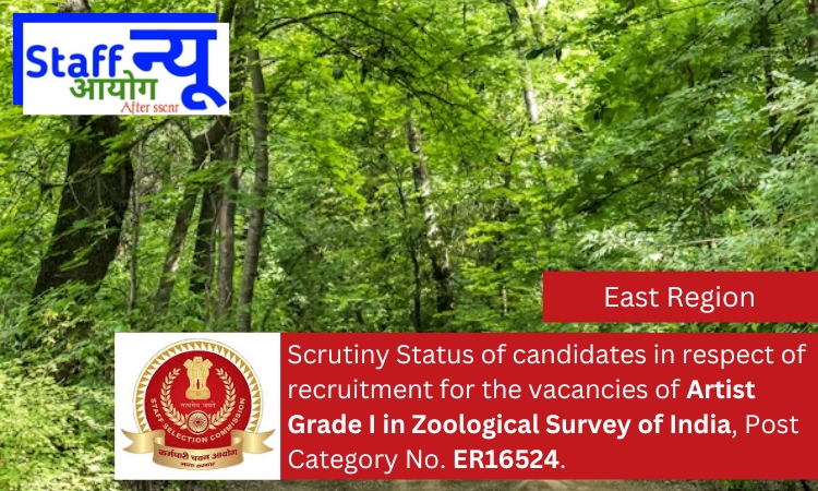 
                                                        Scrutiny Status of candidates in respect of recruitment for the vacancies of Artist Grade I in Zoological Survey of India, Post Category No. ER16524