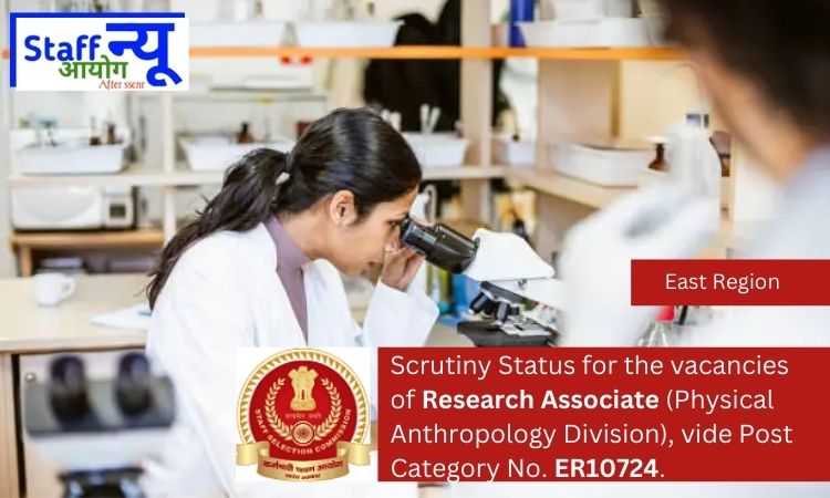 
                                                        Scrutiny Status for the vacancies of Research Associate (Physical Anthropology Division), vide Post Category No. ER10724.