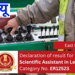 Declaration of result for the post of Scientific Assistant in Level-5, Post Category No. ER12523.