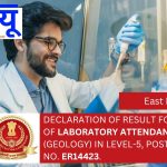 Declaration of result for the post of Laboratory Attendant Grade-I (Geology) in Level-5, Post Category No. ER14423.