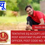 Tentative EQ Accept List for the post Assistant Plant Protection Officer, Post code No. NW11124.