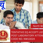 Tentative EQ Accept List for the post Laboratory Attendant, Post code No. NW13024