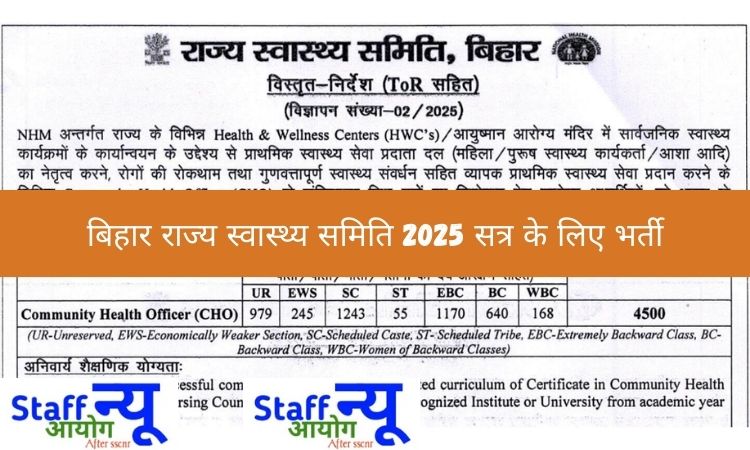 
                                                        बिहार CHO भर्ती 2025: नर्सिंग डिग्री धारकों के लिए 4500 पदों पर सुनहरा अवसर