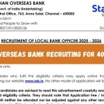 📢 IOB लोकल बैंक ऑफिसर भर्ती 2025 – 400 पदों पर ऑनलाइन आवेदन आमंत्रित| Check details inside and apply now.