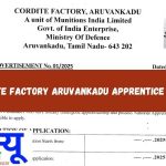 कॉरडाइट फैक्ट्री अरुवंकाडू अप्रेंटिस भर्ती 2025: 45 ट्रेड अप्रेंटिस पदों पर भर्ती, जानें पूरी जानकारी| Check details inside and apply now.