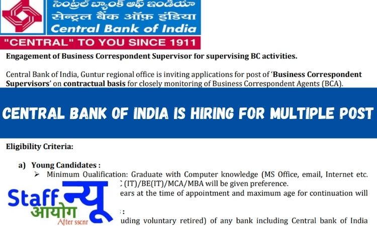 
                                                        🏦 सेंट्रल बैंक ऑफ इंडिया भर्ती 2025, बिज़नेस कॉरेस्पॉन्डेंट सुपरवाइज़र (गुंटूर) पद पर अनुबंध के आधार पर नियुक्ति