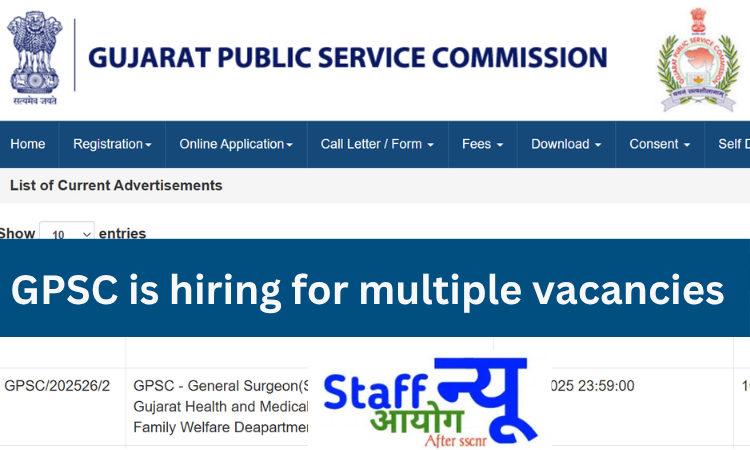 
                                                        गुजरात लोक सेवा आयोग (GPSC) भर्ती 2025: 515 पदों पर बंपर वैकेंसी – अभी करें आवेदन!