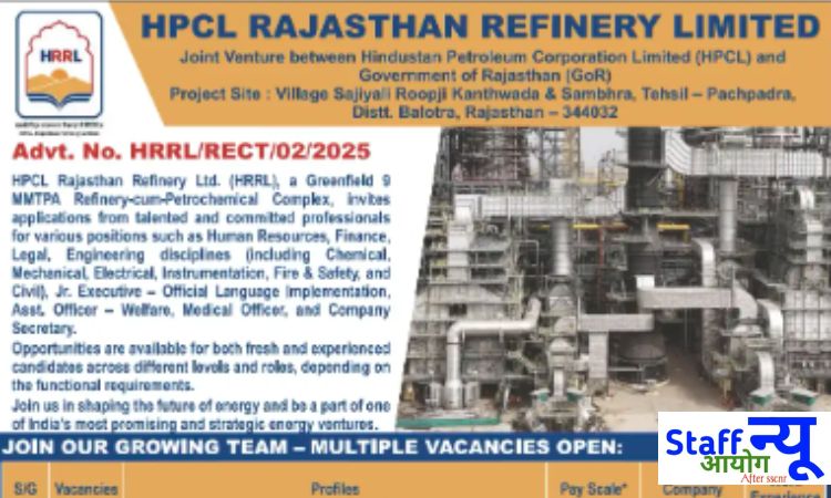 
                                                        💼 HPCL Rajasthan Refinery Limited भर्ती 2025 – विभिन्न पदों पर निकली 131 वैकेंसी