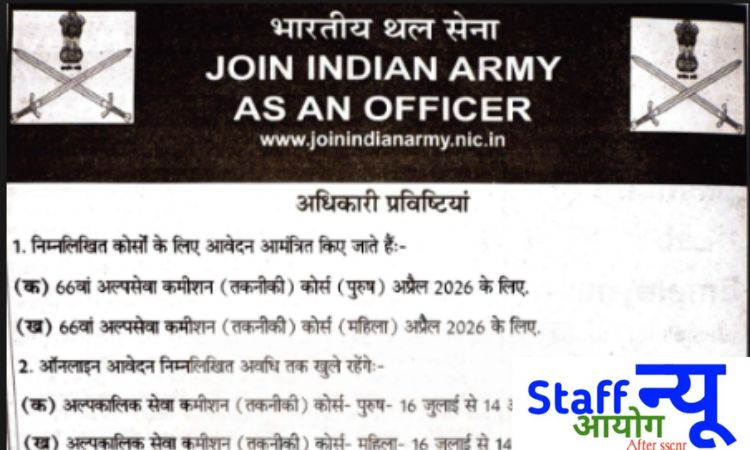 
                                                        भारतीय सेना एसएससी टेक भर्ती 2025: इंजीनियरिंग ग्रेजुएट्स के लिए सुनहरा मौका, जानिए पूरी जानकारी
