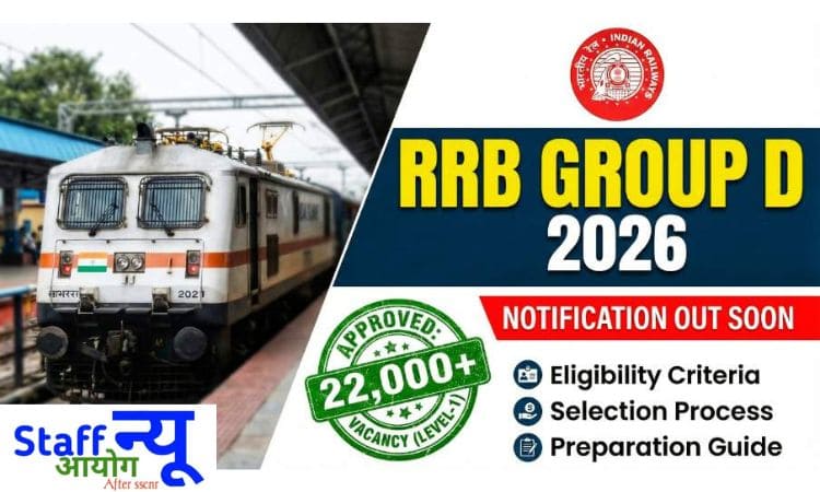 
                                                        🚆 RRB Group D भर्ती 2026: रेलवे में 22,000 पदों पर बंपर भर्ती, 10वीं/ITI पास के लिए सुनहरा मौका