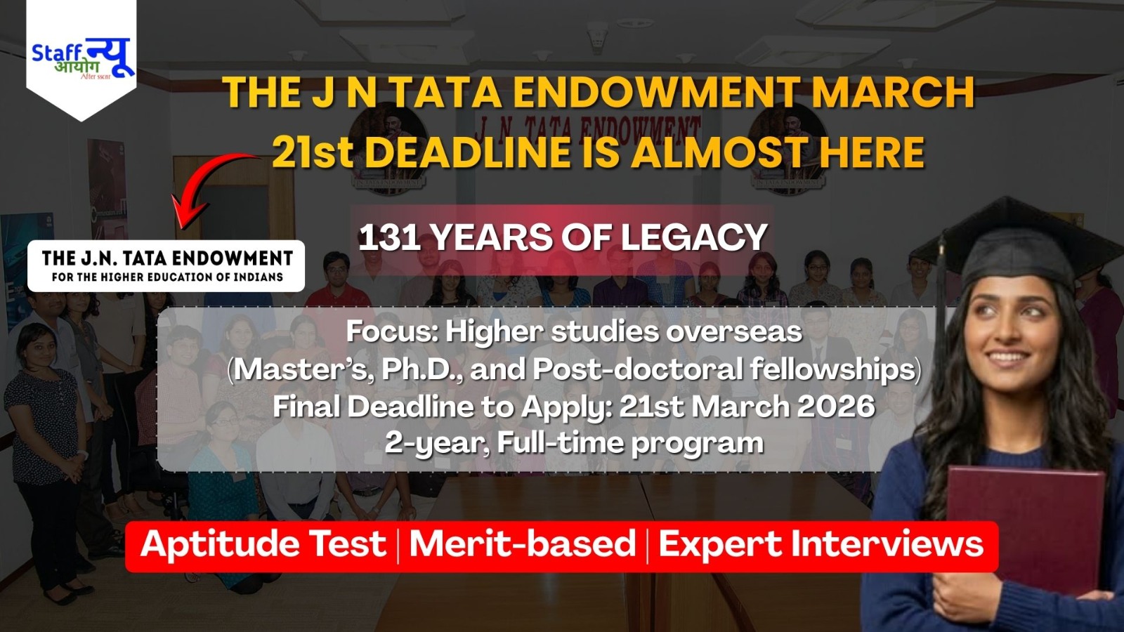 
                                                        BECOME A TATA SCHOLAR: The J N Tata Endowment Loan Scholarship 2026!