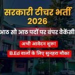 808 पदों पर टीचर भर्ती