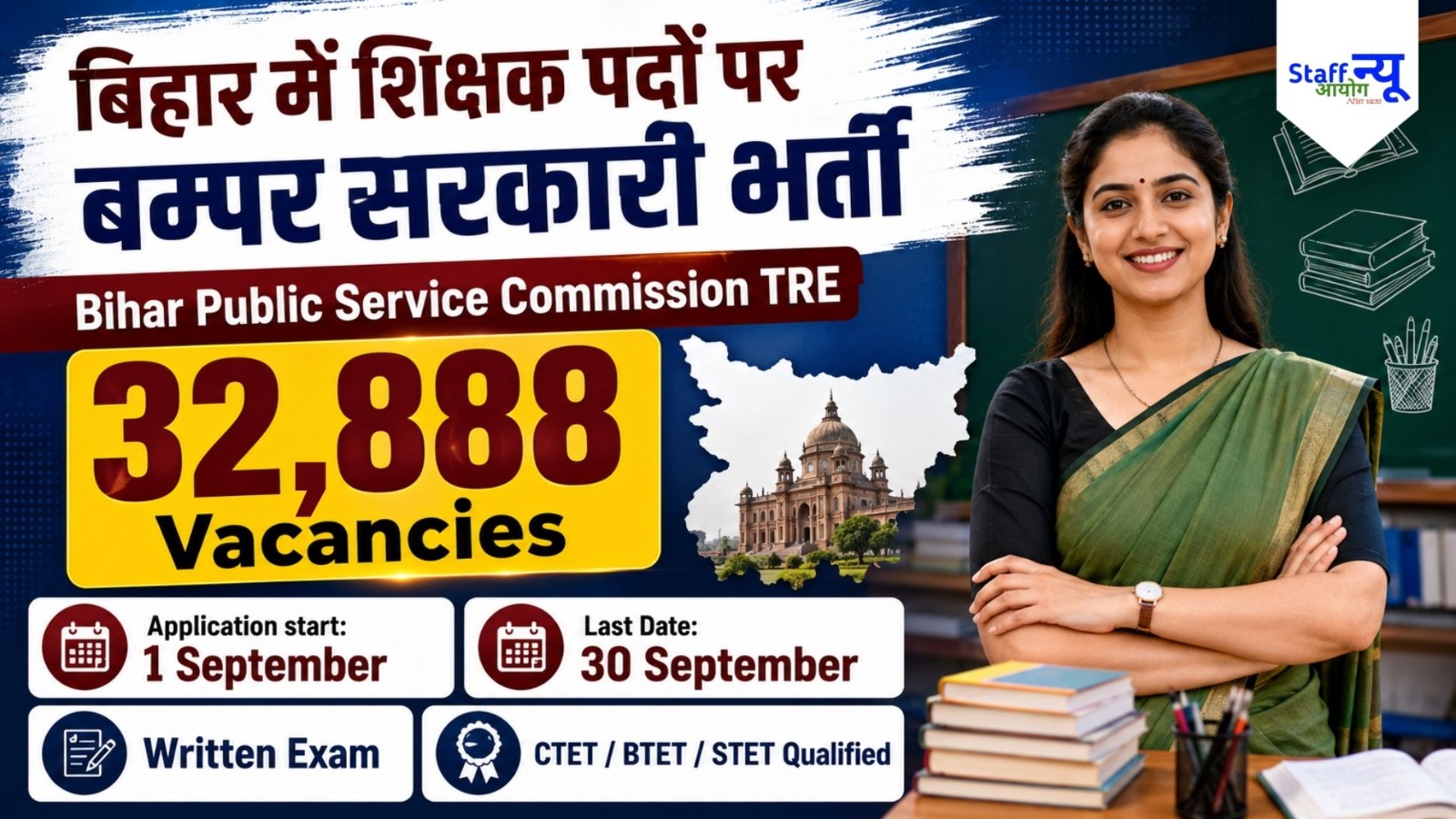 
                                                        BPSC TRE 4.0 Recruitment 2026: बिहार में शिक्षकों के 32,388 पदों पर बंपर सरकारी भर्ती का ऐलान! 