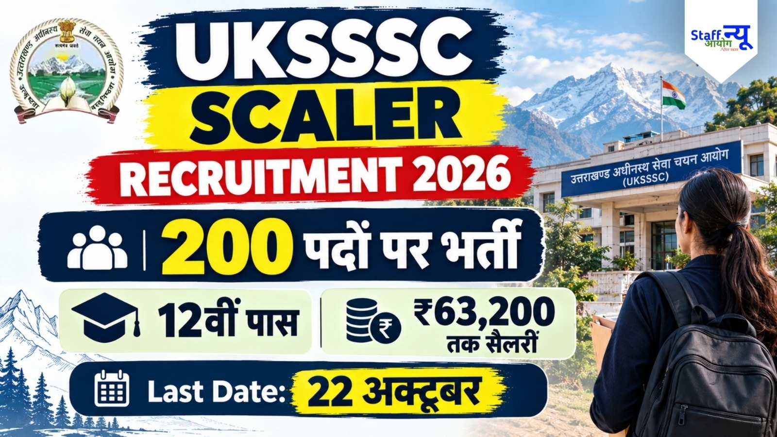 
                                                        UKSSSC Scaler Recruitment 2026: 200 स्केलर पदों पर भर्ती, 12वीं पास करें आवेदन