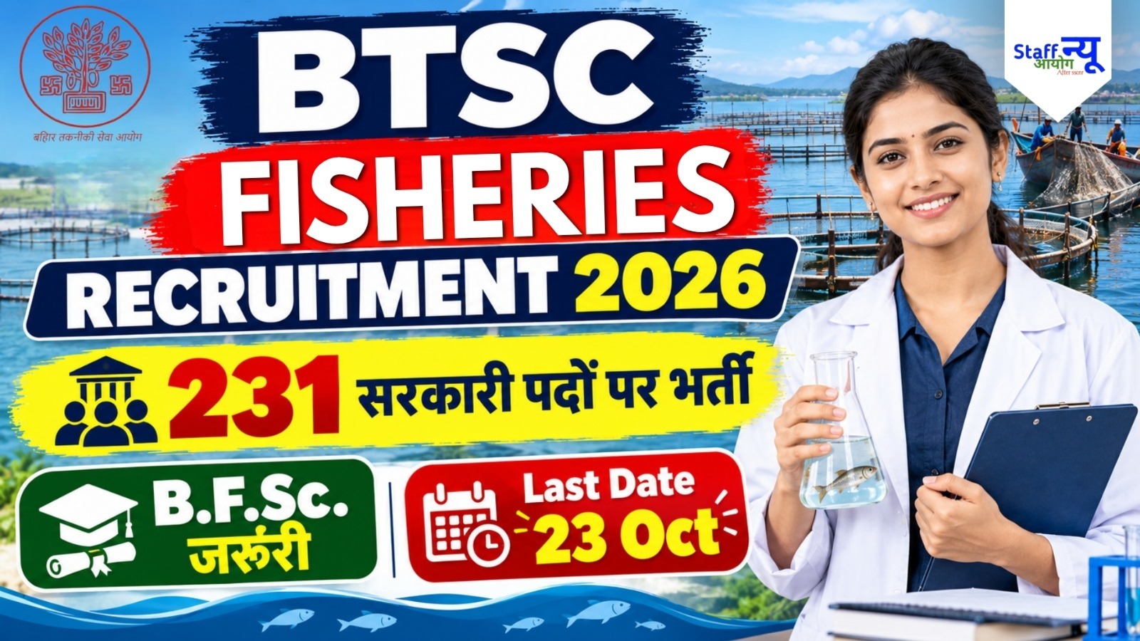 
                                                        BTSC Fisheries Extension Officer Recruitment 2026: मत्स्य प्रसार पदाधिकारी के 231 पदों पर भर्ती