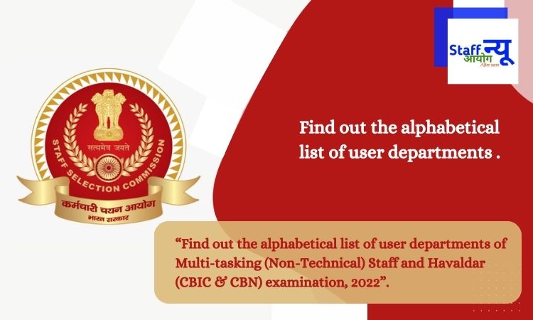 Find out the alphabetical list of user departments of Multi-tasking (Non-Technical) Staff and Havaldar (CBIC & CBN) examination, 2022