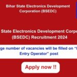 Bihar State Electronics Development Corporation (BSEDC) Data Entry Operator Recruitment 2024: 500 vacancies will be filled on various posts. Apply now !!