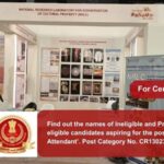Find out the names of Ineligible and Provisionally eligible candidates aspiring for the post of ‘Library Attendant’. Post Category No. CR13023