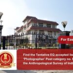 Find the Tentative EQ accepted lists of the ‘Photographer’ Post category no. ER10523 in the Anthropological Survey of India