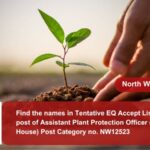 Find the names in Tentative EQ Accept List for the post of Assistant Plant Protection Officer (Animal House) Post Category no. NW12523