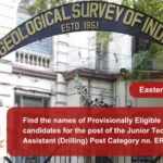 Find the names of Provisionally Eligible candidates for the post of the Junior Technical Assistant (Drilling) Post Category no. ER13822