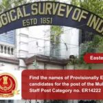Find the names of Provisionally Eligible candidates for the post of the Multi Tasking Staff Post Category no. ER14222