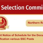 Short Notice of Schedule for the Document Verification various SSC Posts