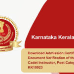 Download Admission Certificate for Document Verification of the Girl Cadet Instructor, Post Category No. KK10923