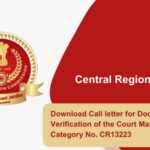 Download Call letter for Document Verification of the Court Master, Post Category No. CR13223