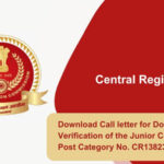 Download Call letter for Document Verification of the Junior Computor, Post Category No. CR13823