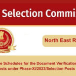 Find the Schedules for the Document Verification of the SSC Posts under from North East Region