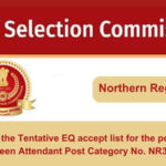 Find the Tentative EQ accept list for the post of Canteen Attendant Post Category No. NR31723