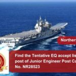 Find the Tentative EQ accept list for the post of Junior Engineer Post Category No. NR28523
