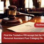 Find the Tentative EQ accept list for the post of Personal Assistant Post Category No. NR12223