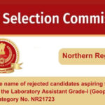 Find the name of rejected candidates aspiring for the post of the Laboratory Assistant Grade-I (Geophysics) Post Category No. NR21723