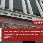 Find the name of rejected candidates aspiring for the post of the Photo Assistant Post Category no. NR23323