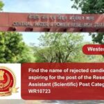 Find the name of rejected candidates aspiring for the post of the Research Assistant (Scientific) Post Category no. WR10723