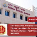 Find the names of Provisionally Eligible candidates for the post of the Canteen Attendant Post Category no. NW10623