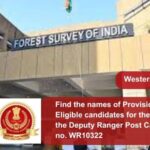 Find the names of Provisionally Eligible candidates for the post of the Deputy Ranger Post Category no. WR10322