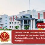 Find the names of Provisionally Eligible candidates for the post of the Laboratory Assistant (Chemistry) Post Category no. WR15023