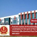Find the names of Provisionally Eligible candidates for the post of the Laboratory Assistant (Mechanical) Post Category no. WR14923