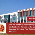 Find the names of Provisionally Eligible candidates for the post of the Laboratory Assistant (Physics) Post Category no. WR15123