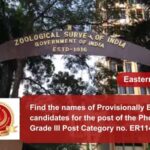 Find the names of Provisionally Eligible candidates for the post of the Photograph Grade III Post Category no. ER11421