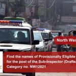 Find the names of Provisionally Eligible candidates for the post of the Sub-Inspector (Draftsman) Post Category no. NW12021