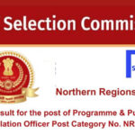 Find Result for the post of Programme & Public Relation Officer Post Cat. No. NR17821